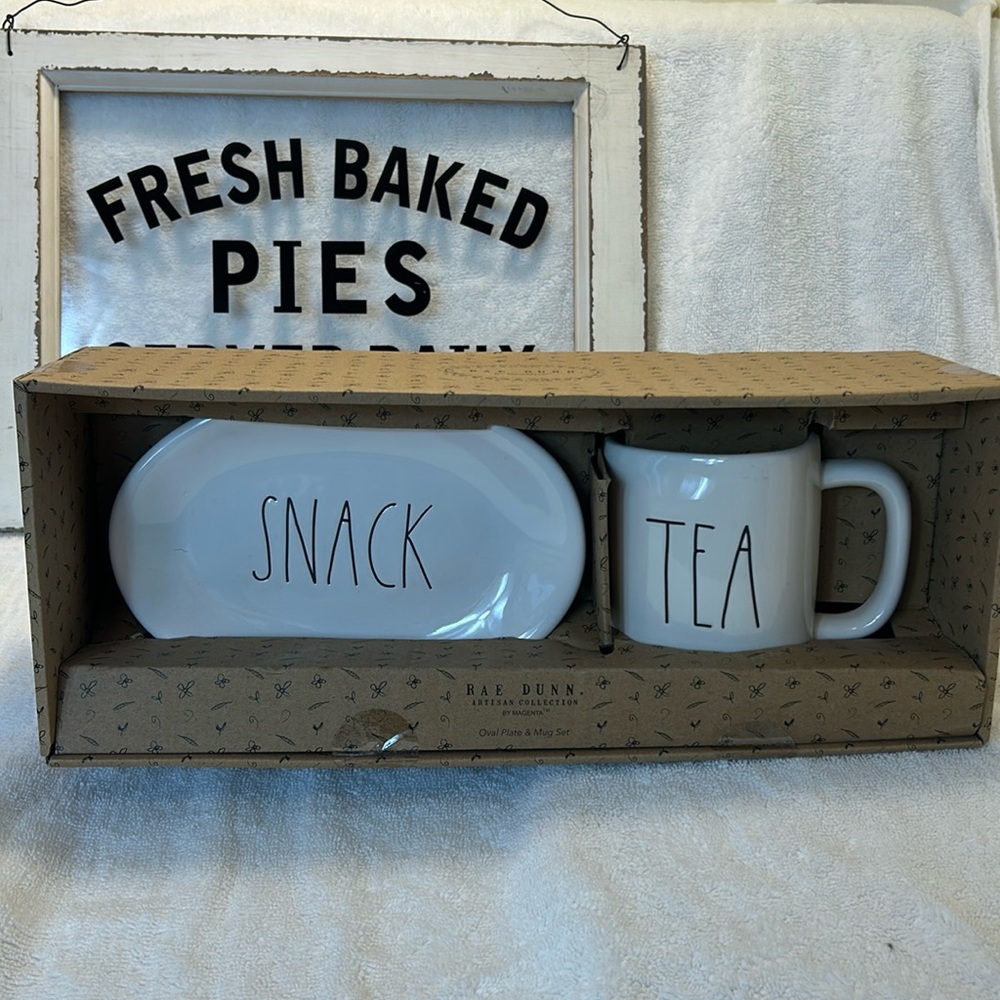 Rae Dunn Snack Plate and Tea Mug Set
